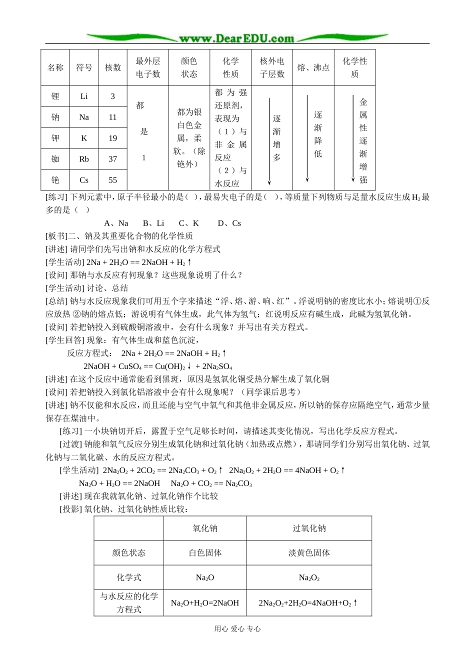 人教版高中化学第一册必修碱金属复习教案_第2页