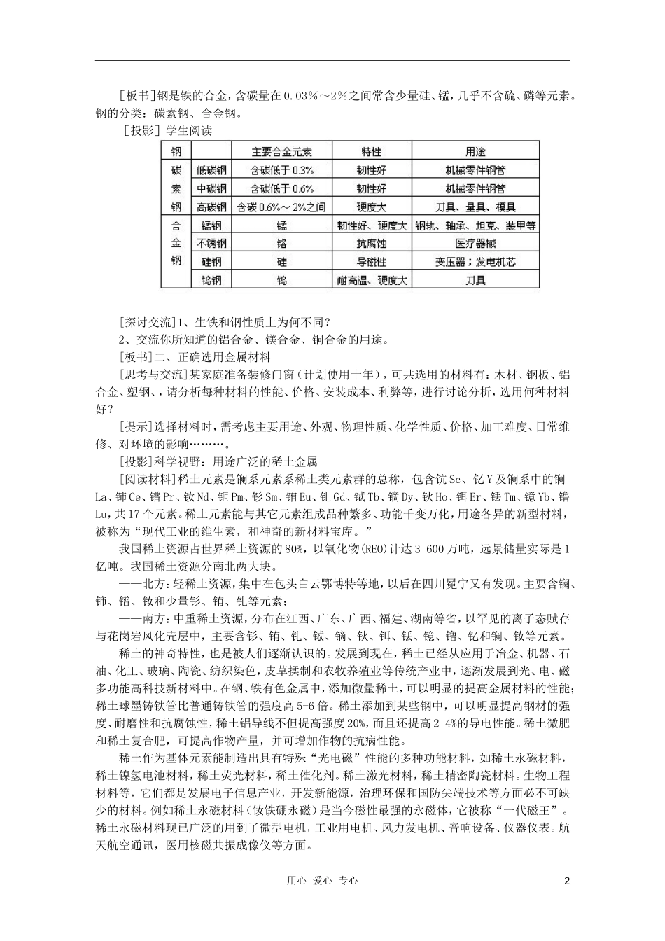 临清市高中化学 第三章 第三节 用途广泛的金属材料教案 新人教版必修1_第2页
