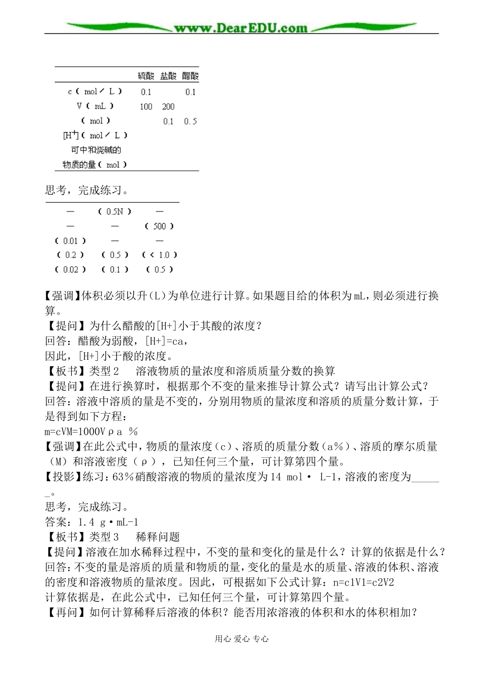 上科版高一化学物质的量浓度教案_第2页