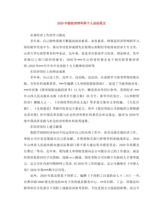 20级经济师年终个人总结范文 