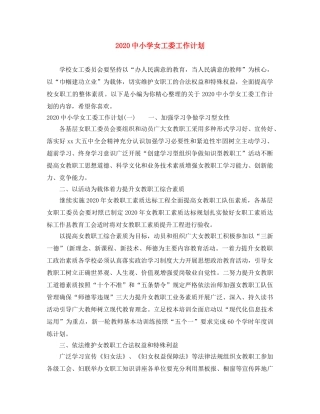 20小学女工委工作计划 