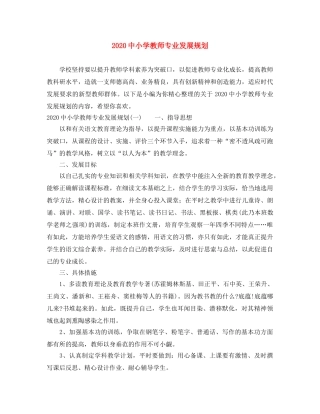 20小学教师专业发展规划 