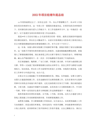 20XX年项目经理年底总结 