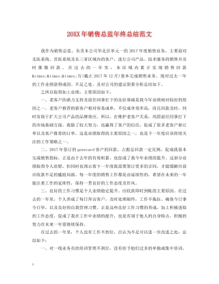 20XX年销售总监年终总结范文 