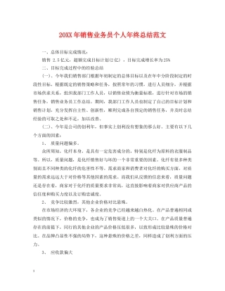 20XX年销售业务员个人年终总结范文 