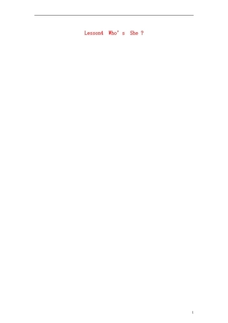 （EEC）三年级英语上册 Lesson4 Who s She教案（1）