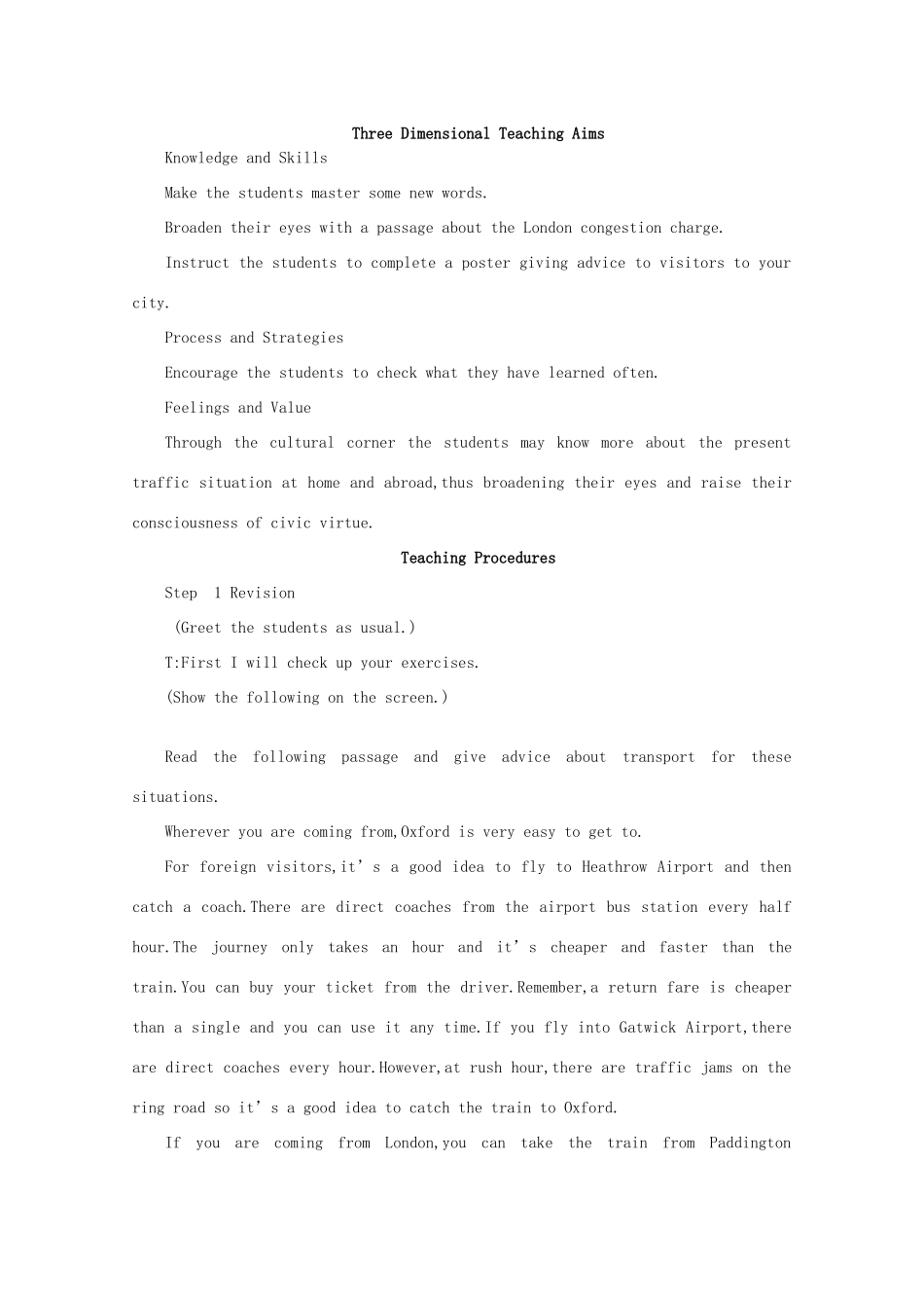 黑龙江省鹤北林业局高级中学2014高中英语 Module 2 Traffic Jam Period教案3 外研版必修4_第2页