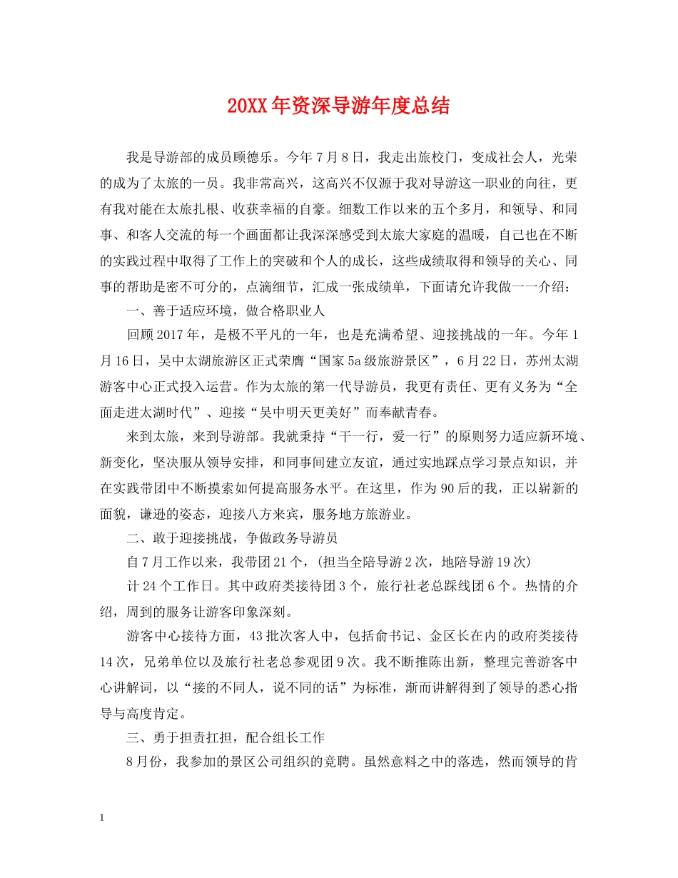20XX年资深导游年度总结 _第1页