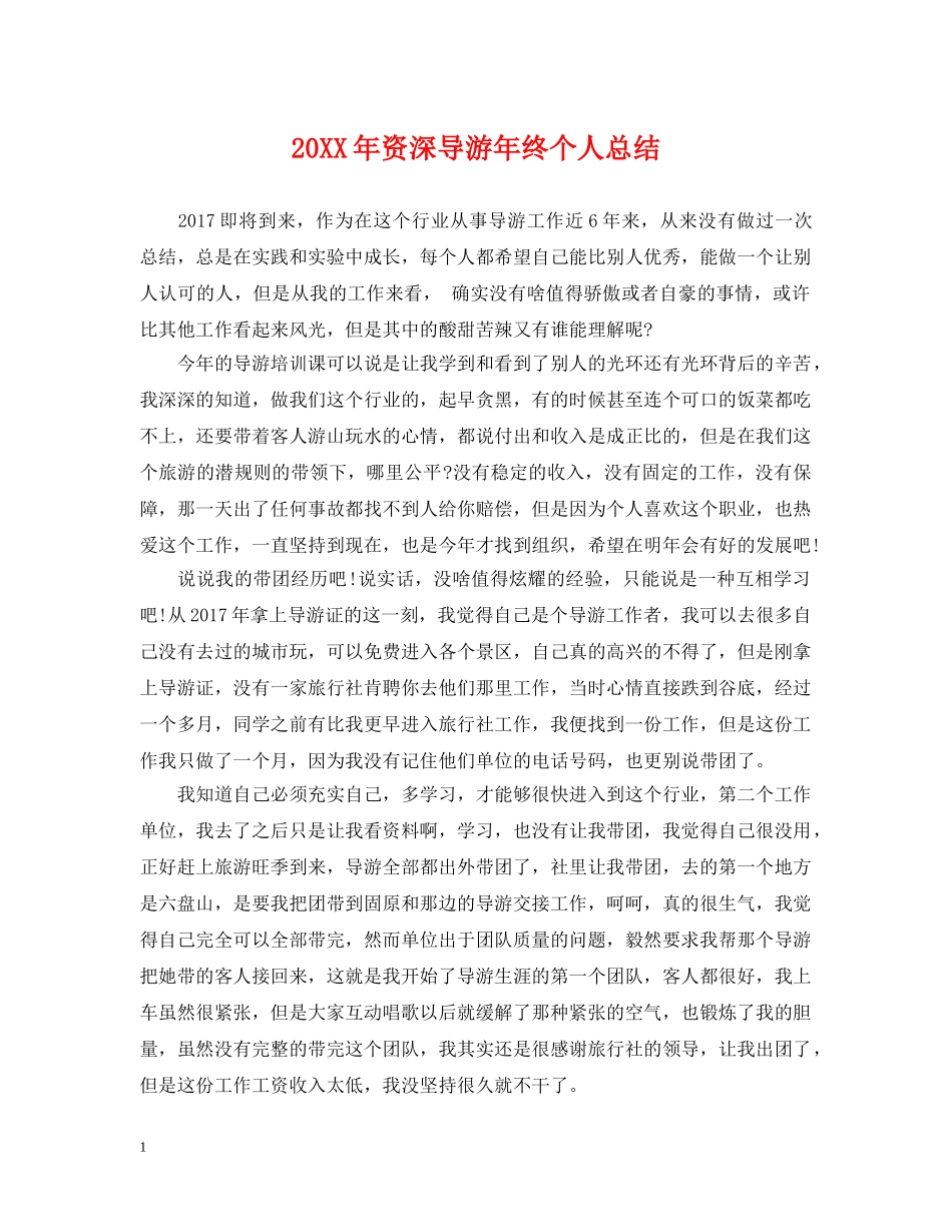 20XX年资深导游年终个人总结 _第1页