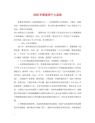 20XX年质监局个人总结 