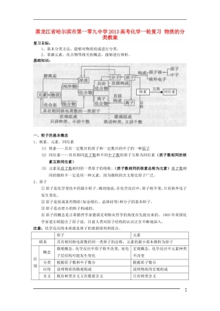 黑龙江省哈尔滨市第一零九中学2013高考化学一轮复习 物质的分类教案