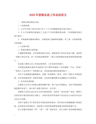 20XX年营销总监工作总结范文 