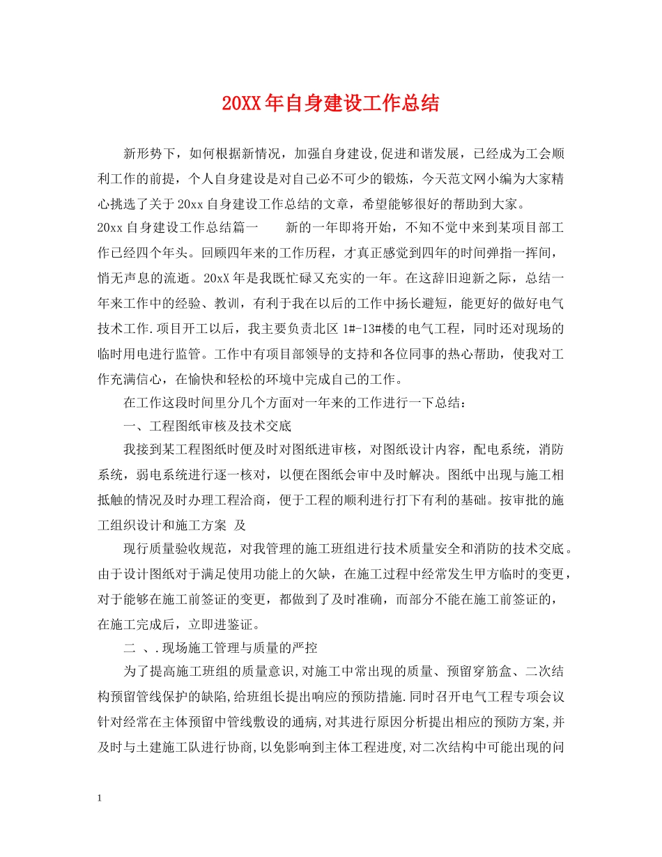 20XX年自身建设工作总结 _第1页