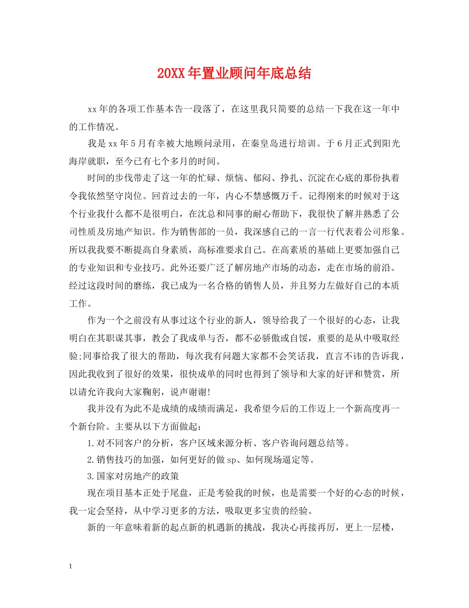 20XX年置业顾问年底总结 _第1页