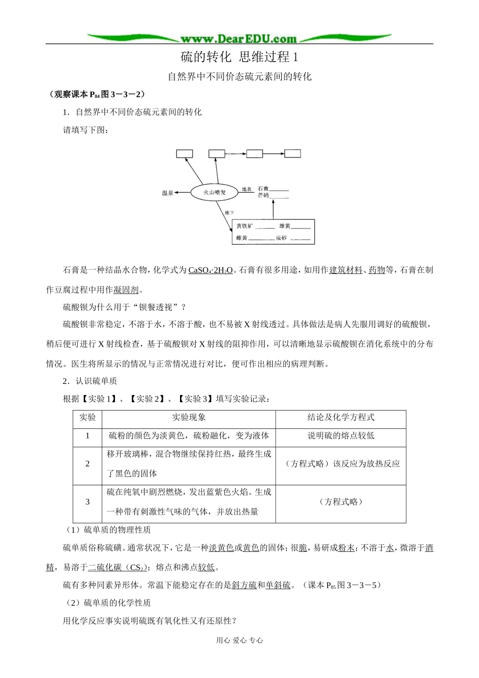 鲁科版高中化学必修1硫的转化 思维过程1_第1页
