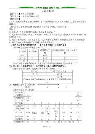鲁科版高中化学必修2元素周期律1