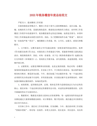 20XX年税务稽查年度总结范文 