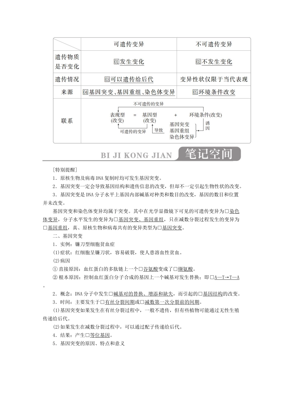 高考生物一轮复习 第七单元 第22讲 基因突变和基因重组讲义（含解析）（必修2）-人教版高三必修2生物教案_第2页