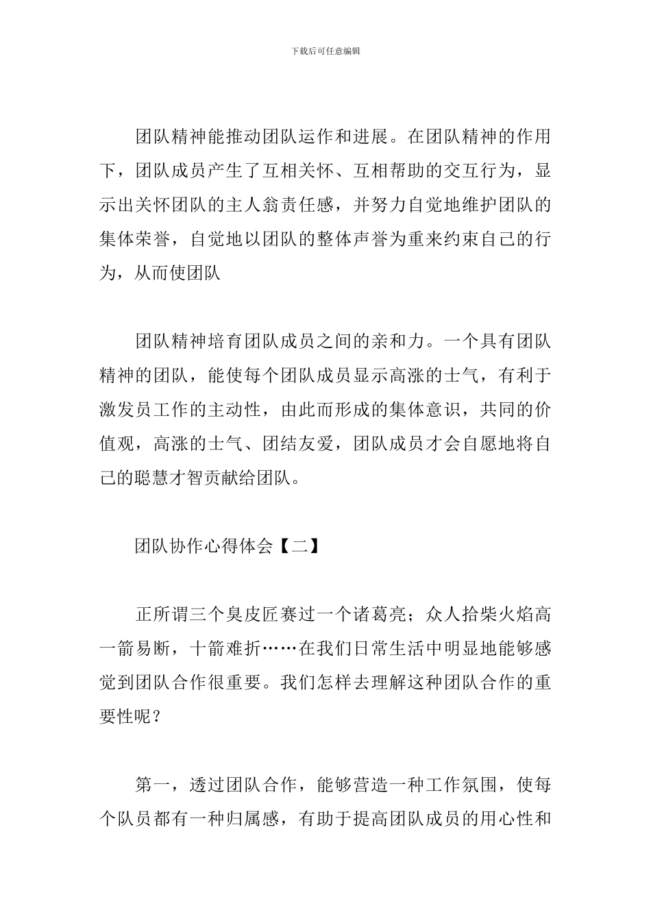 团队协作心得体会精选范文_第2页