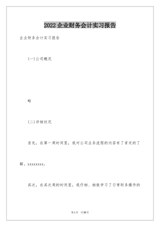 2024企业财务会计实习报告