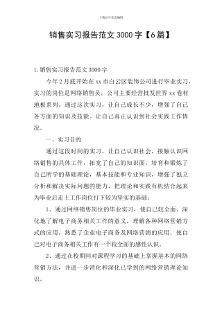 销售实习报告范文3000字