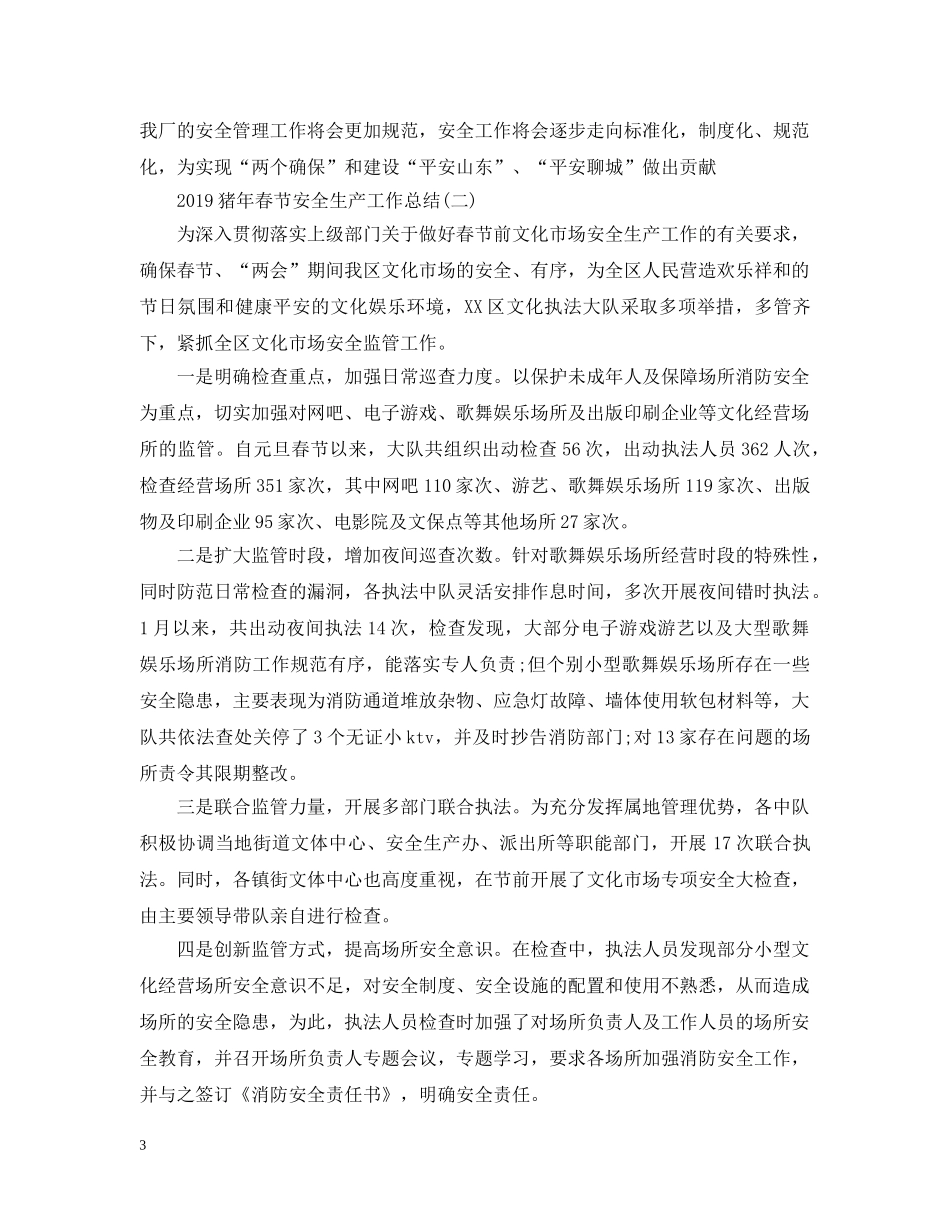 20XX年猪年春节安全生产工作总结 _第3页