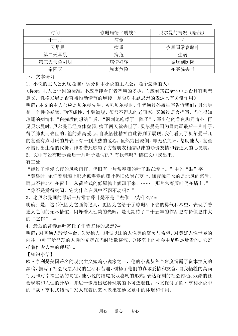 高中语文最后的常春藤叶教案人教版必修二_第2页