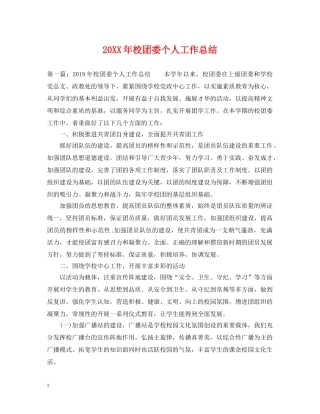 20XX年校团委个人工作总结 