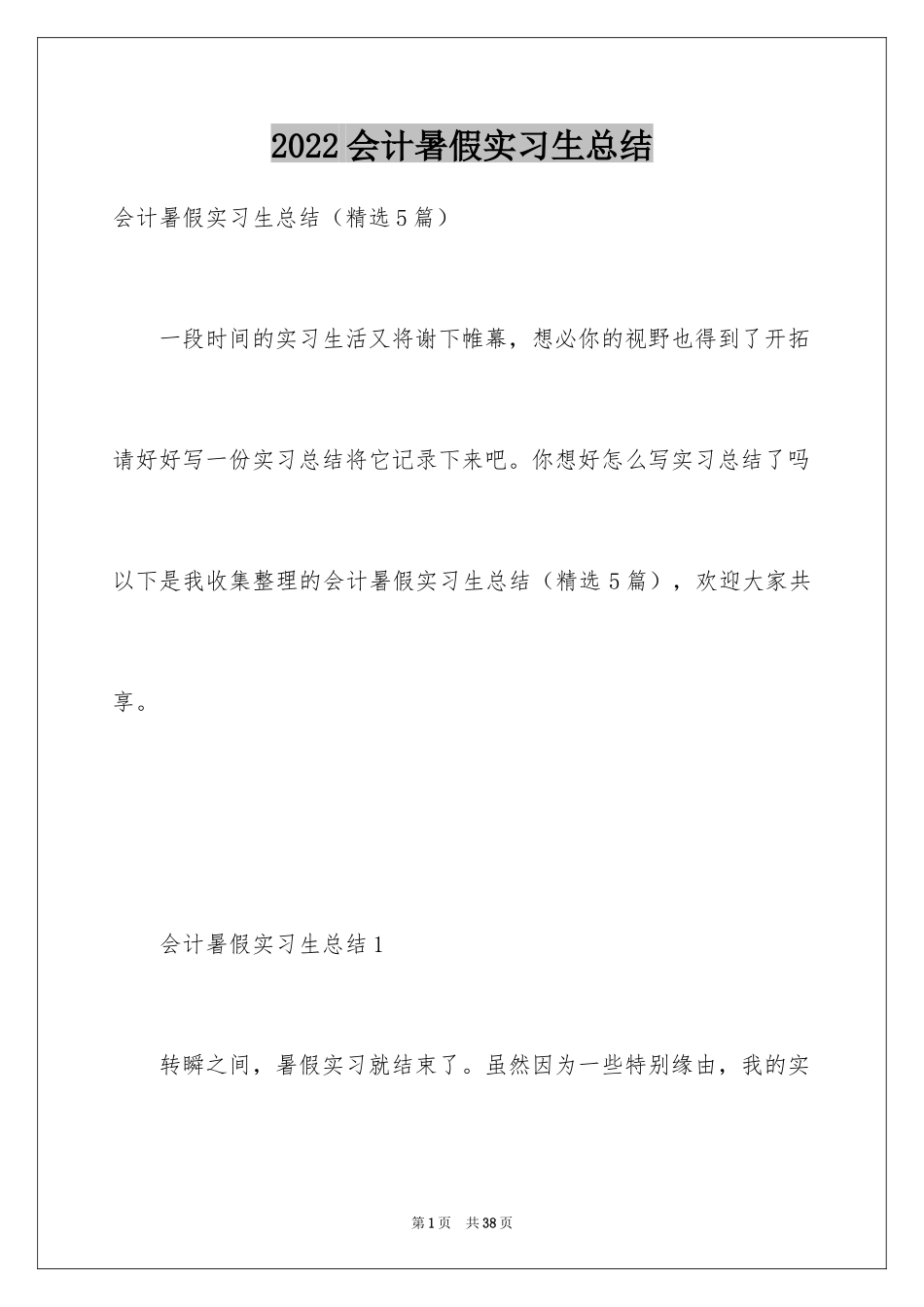 2024会计暑假实习生总结_第1页