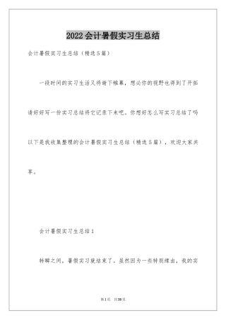 2024会计暑假实习生总结