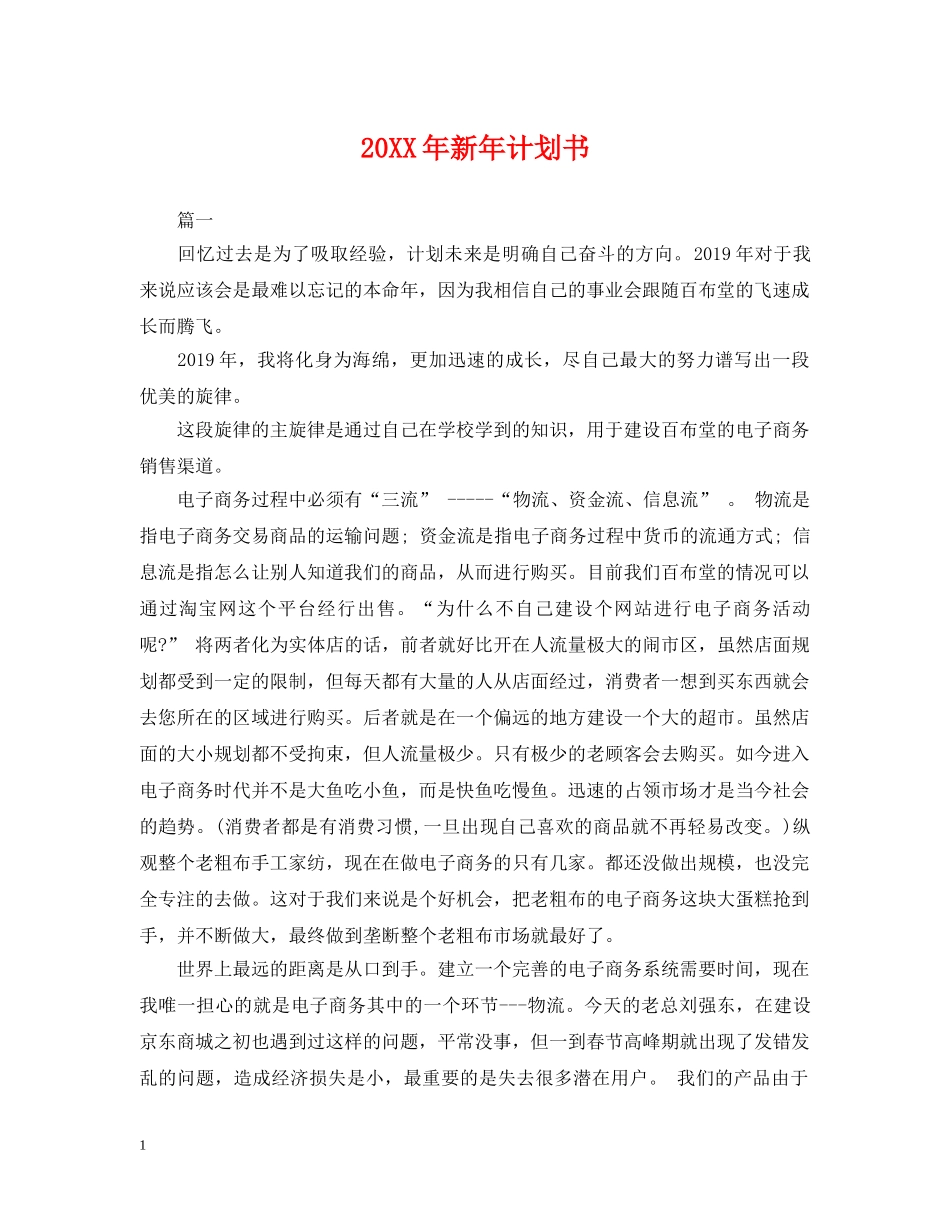 20XX年新年计划书 _第1页