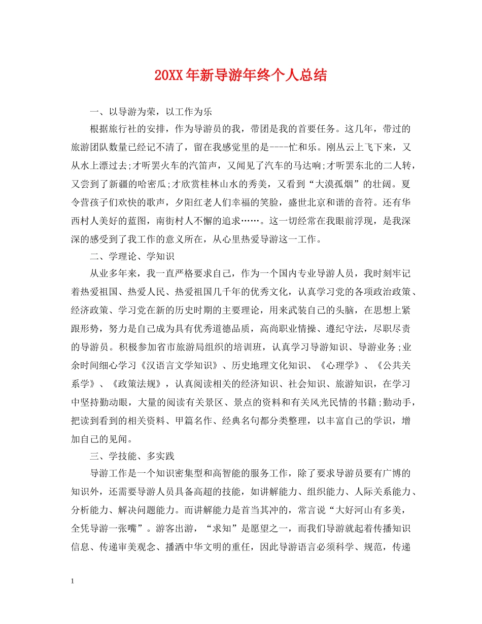 20XX年新导游年终个人总结 _第1页