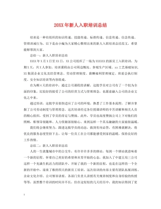 20XX年新人入职培训总结 