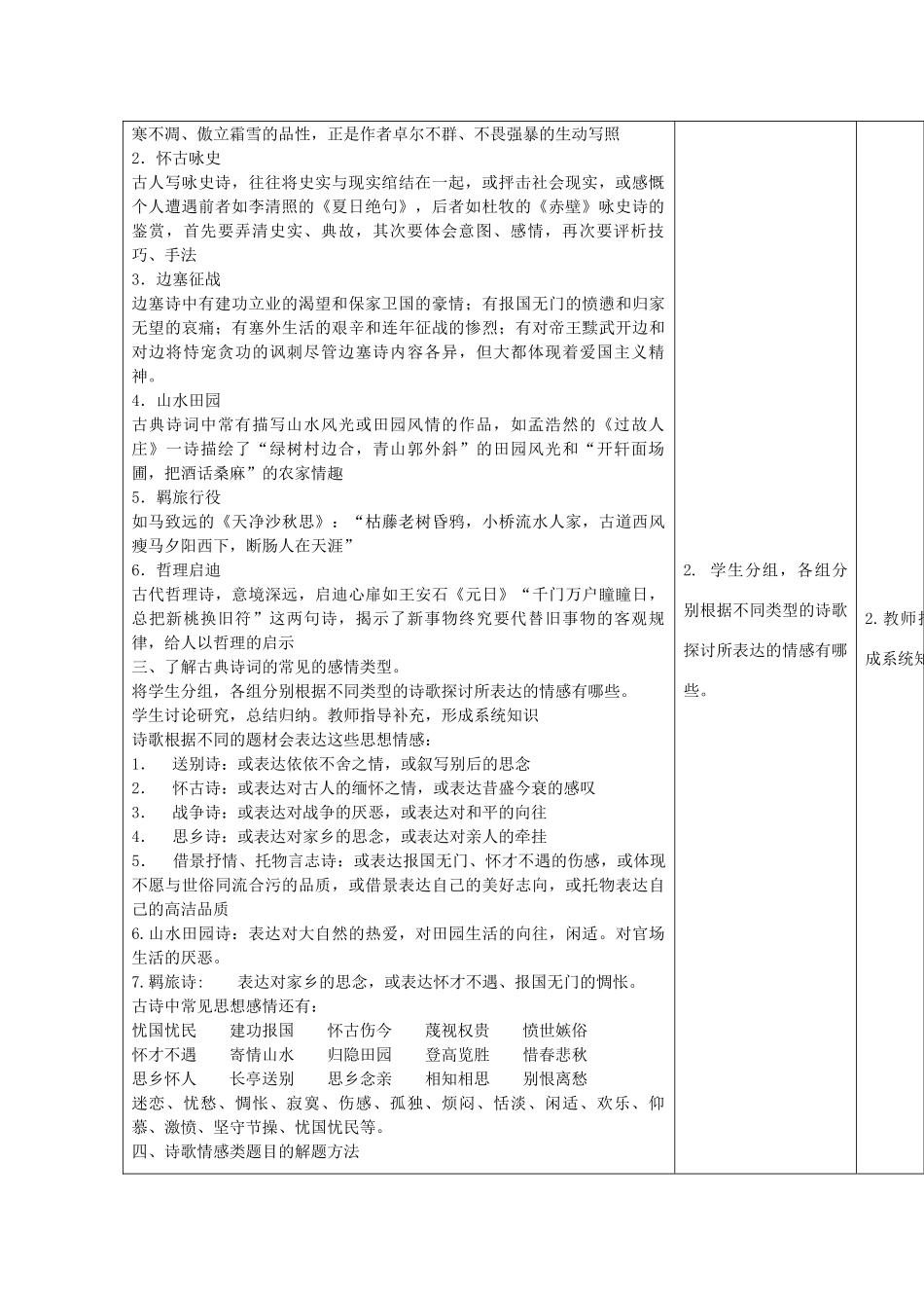 高中语文上学期第1周 鉴赏诗歌情感教学设计-人教版高中全册语文教案_第2页