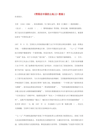 高中语文《雪落在中国的土地上》教案2 沪教版第一册