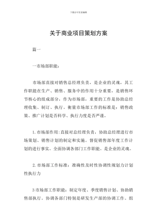 关于商业项目策划方案