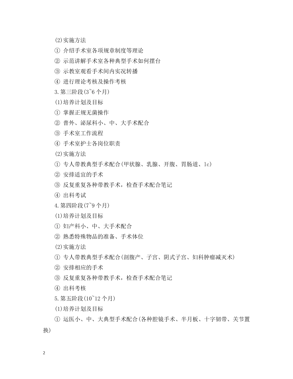 20XX年手术室各级别护士工作计划范文 _第2页