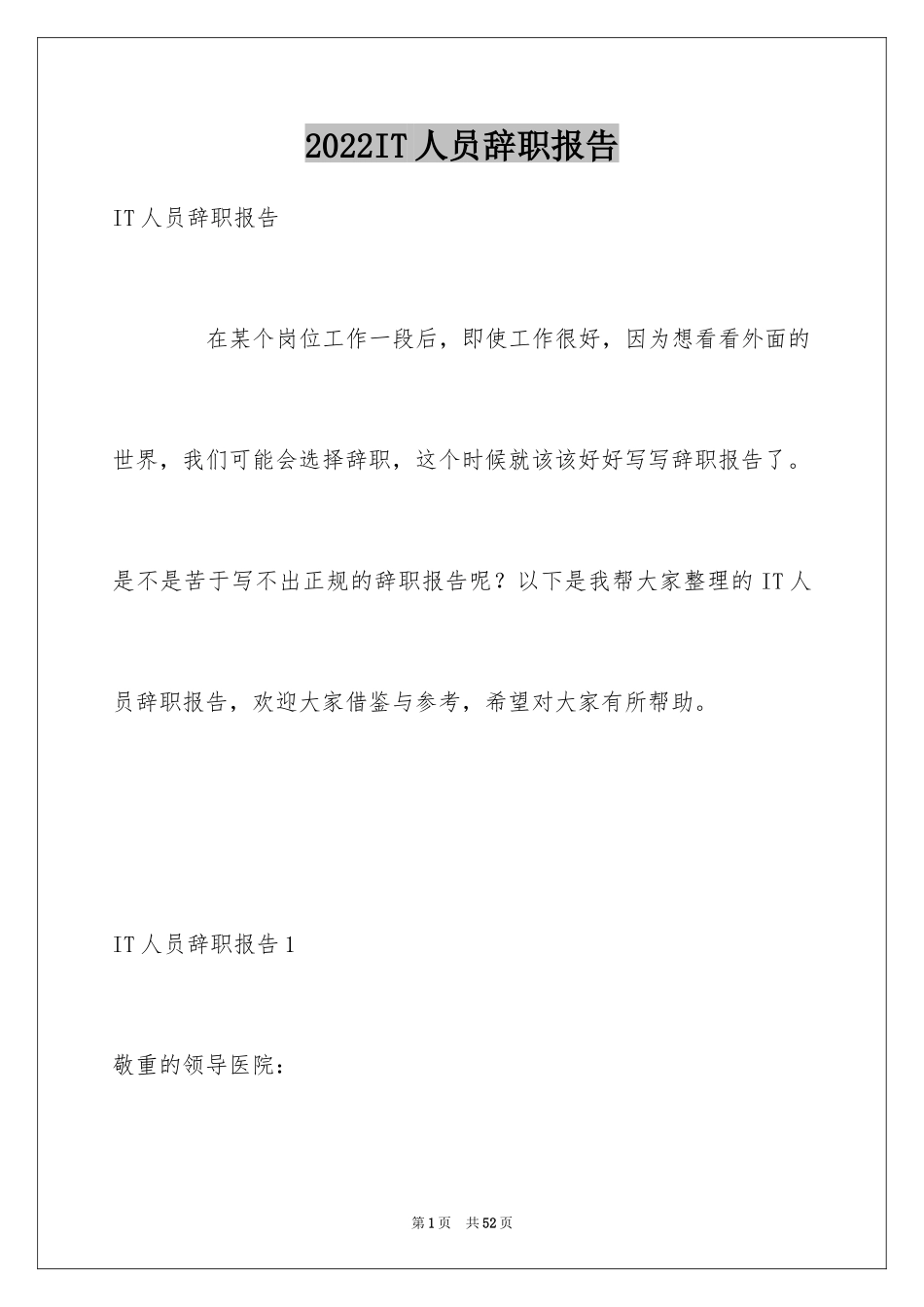 2024IT人员辞职报告_1_第1页