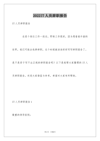 2024IT人员辞职报告_1