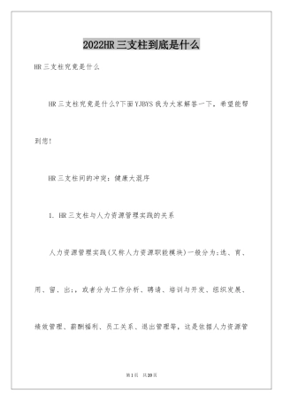 2024HR三支柱到底是什么