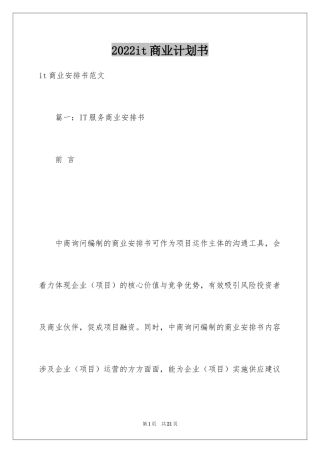 2024it商业计划书