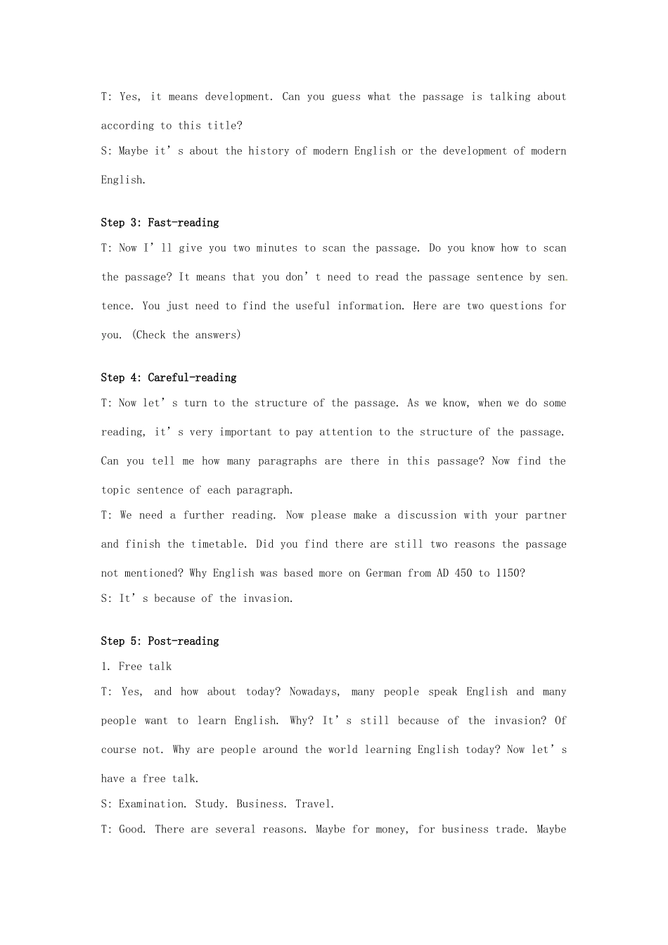 高中英语 Unit2 English around the world-The road to modern English教案 新人教版必修1-新人教版高一必修1英语教案_第3页