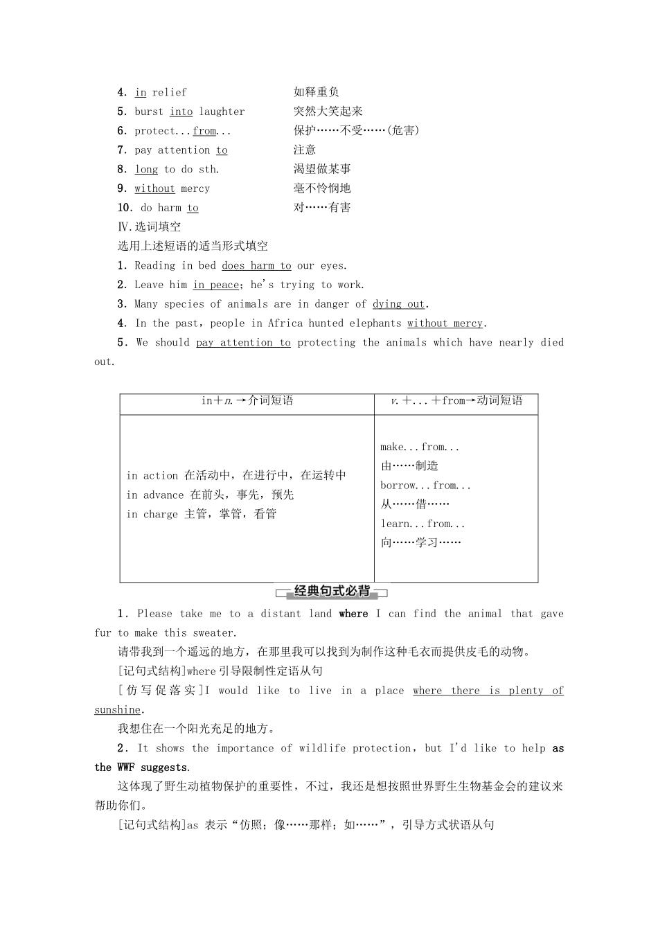 高中英语 Unit 4 Wildlife protection Section Ⅱ Learning about Language讲义 新人教版必修2-新人教版高一必修2英语教案_第2页