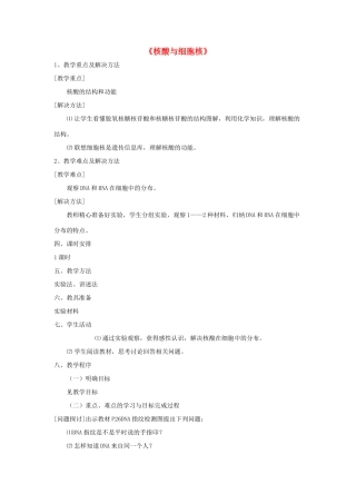 高中生物《核酸与细胞核》教案2 中图版必修1
