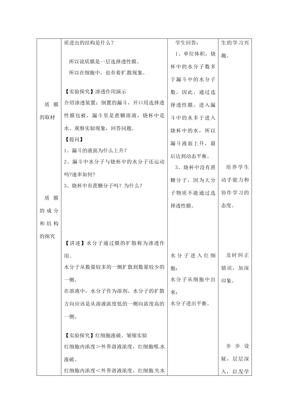 高中生物 《物质出入细胞的方式》教案 浙科版必修1_第2页