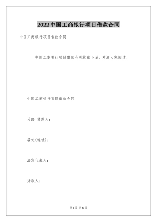 2024中国工商银行项目借款合同