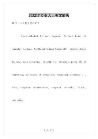 2024IT专业人士英文简历_1