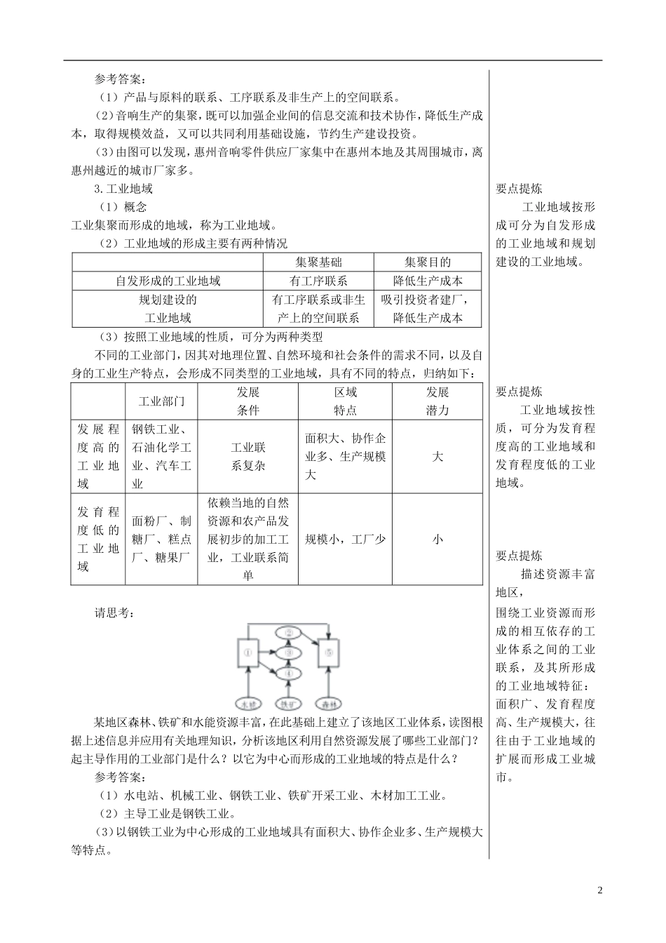 高中地理 4.2 工业地域的形成课文知识点解析 新人教版必修2_第2页