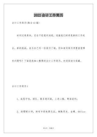 2024会计工作简历