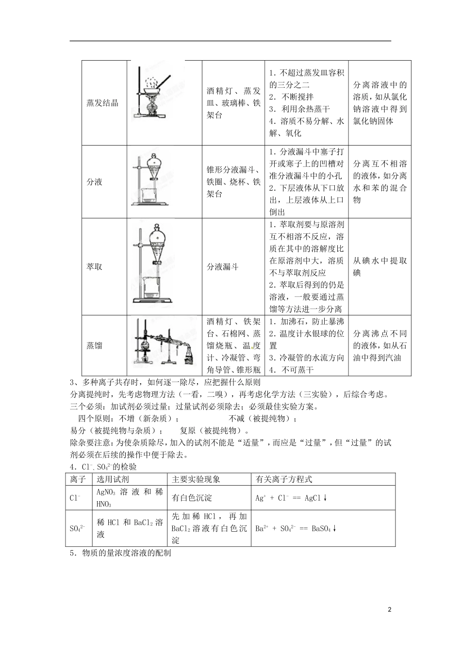 陕西省三原县北城中学高中化学《第一章 从实验学化学》教案 新人教版必修1_第2页